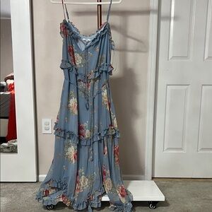 Vici Blue and Pink Floral Maxi Dress worn once!